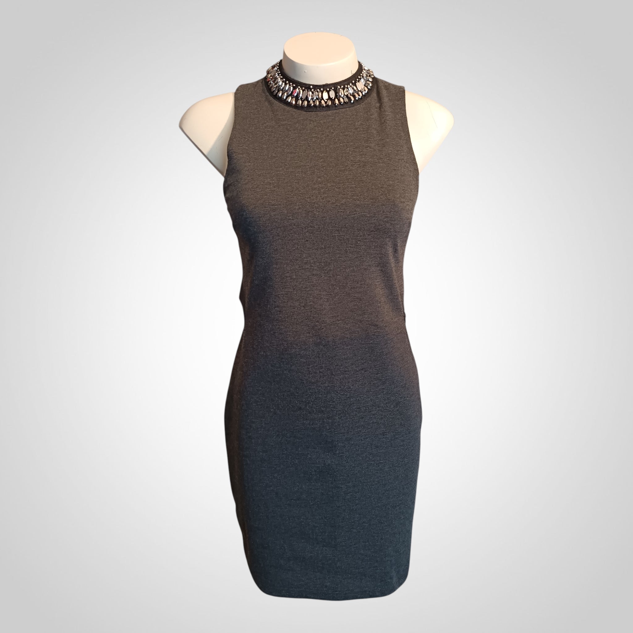 Robe Jennyfer Taille L Grise Fermeture Dos Pierres Chic
