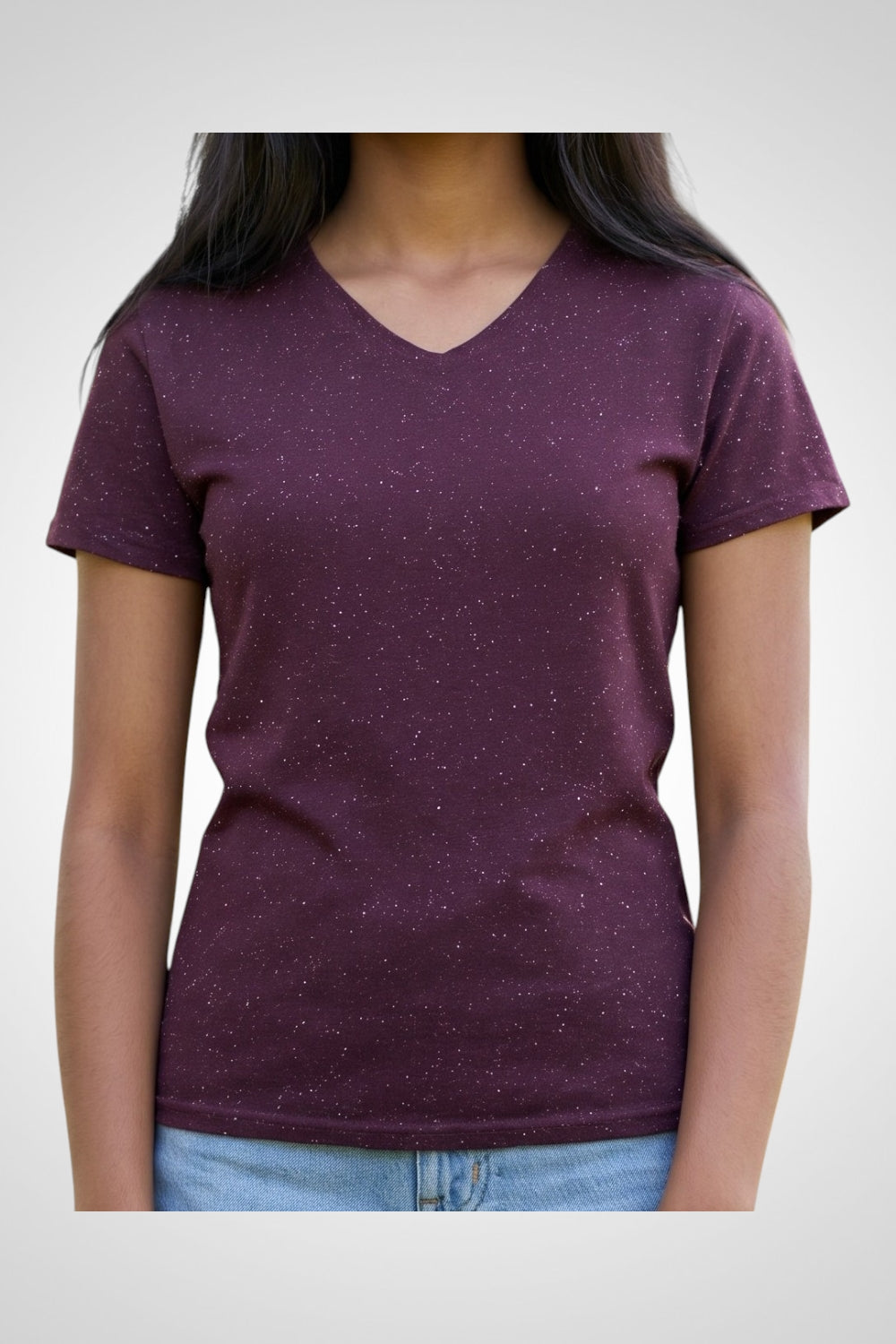 T-shirt mixte La Halle bordeaux chiné col V 16 ans