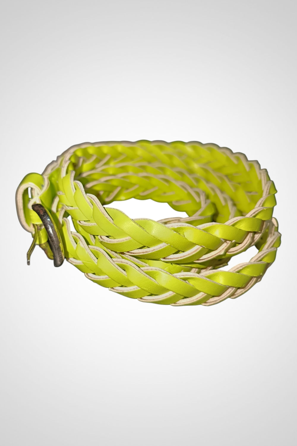 Ceinture tressée vert fluo originale taille adulte 115 cm facile assortir