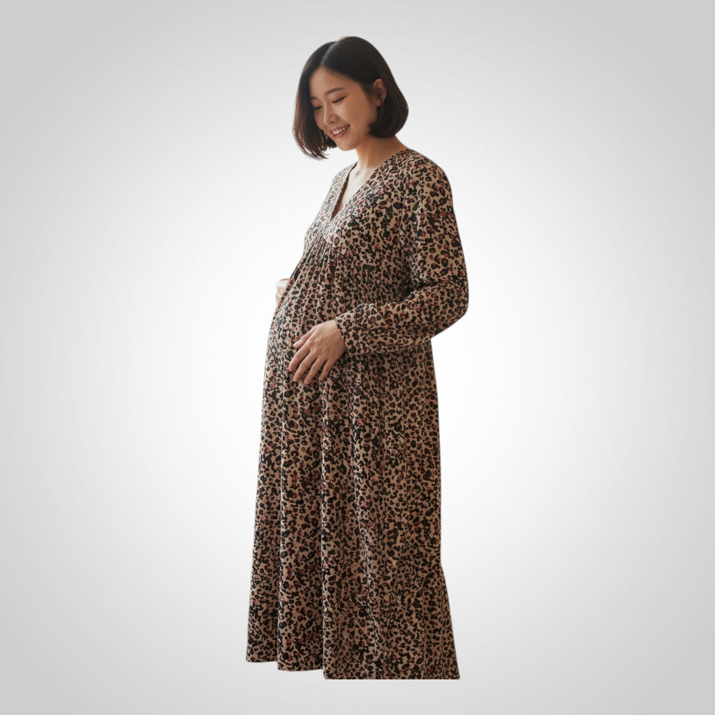 Robe Maternité Shein Taille L Imprimé Léopard Fluide Confortable