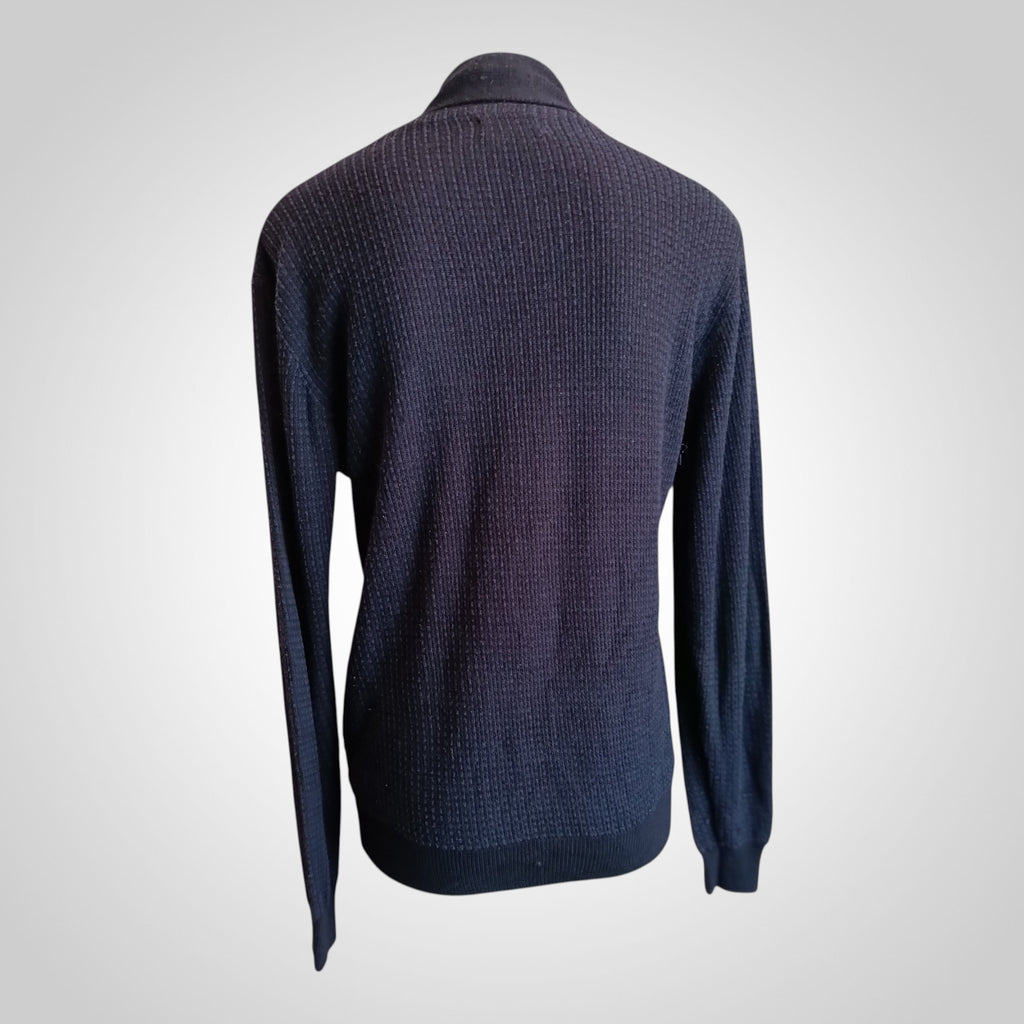 Pull Fin Col Châle Zara Man Taille M Bleu Marine