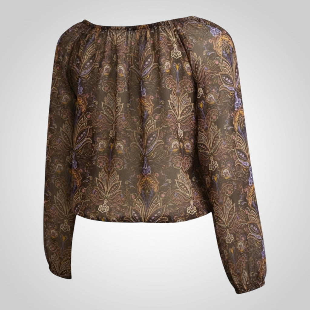 Blouse femme Mosquitos marron à motifs style bohème taille 40