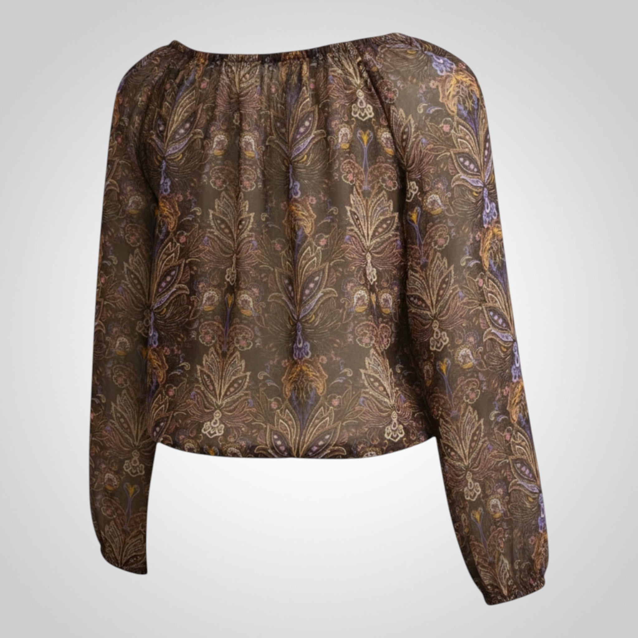 Blouse femme Mosquitos marron à motifs style bohème taille 40