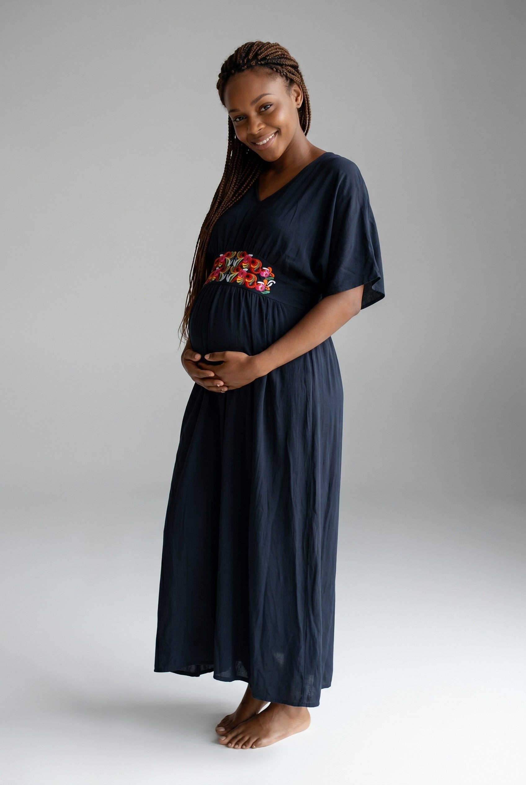 Robe femme Shein longue noire brodée élégante taille L