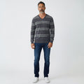 Pull homme Celio en laine rayé noir et gris taille M
