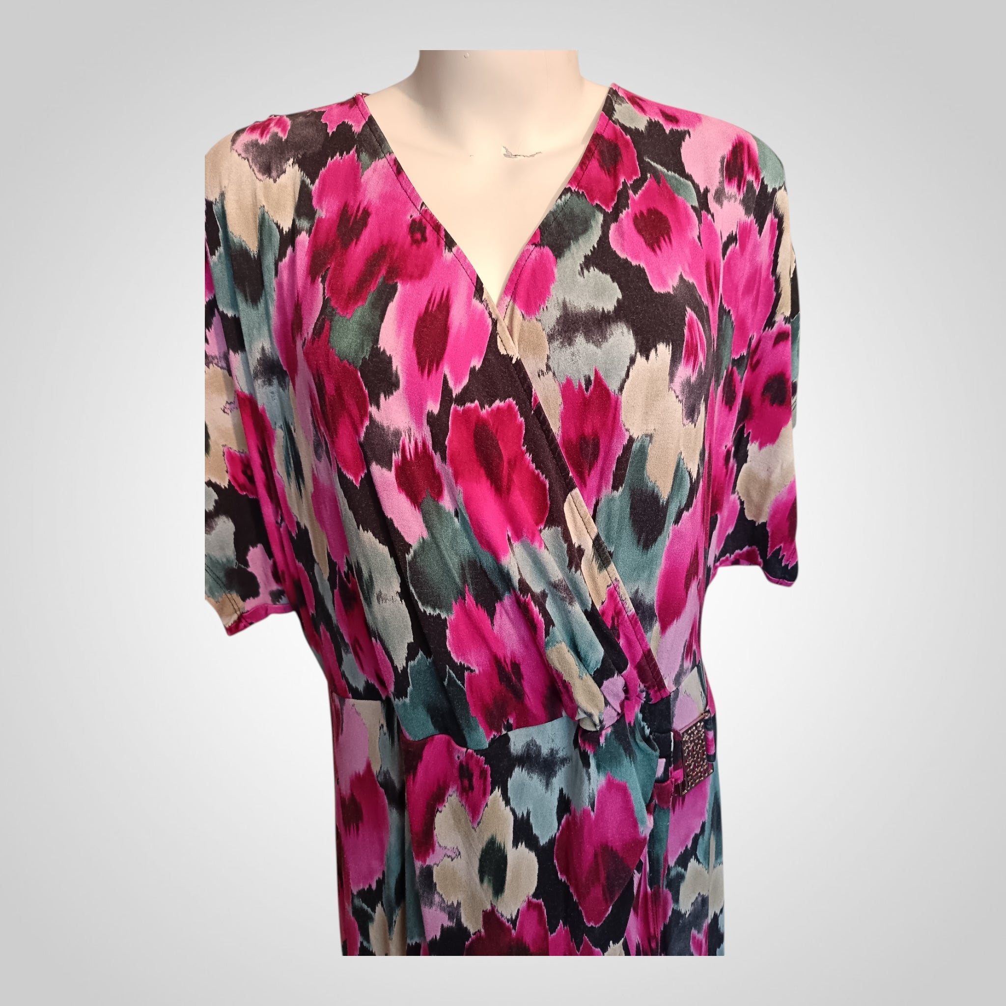 Robe MS Mode Taille L Portefeuille Rose Imprimé Fluide