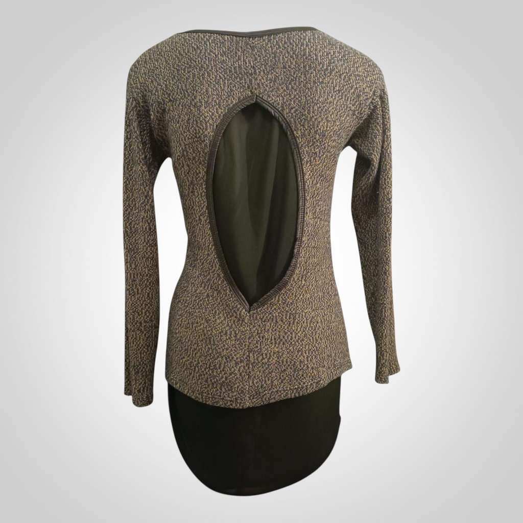 Pull Femme Taille Non Indiquée Noir Ouvert Dos Original
