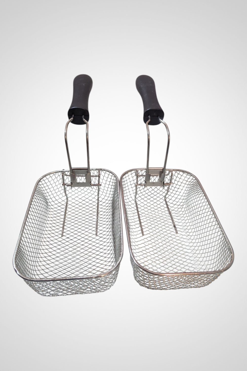 Lot de 2 paniers à friture métal 13 x 20 cm manches amovibles très bon état