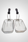 Lot de 2 paniers à friture métal 13 x 20 cm manches amovibles très bon état