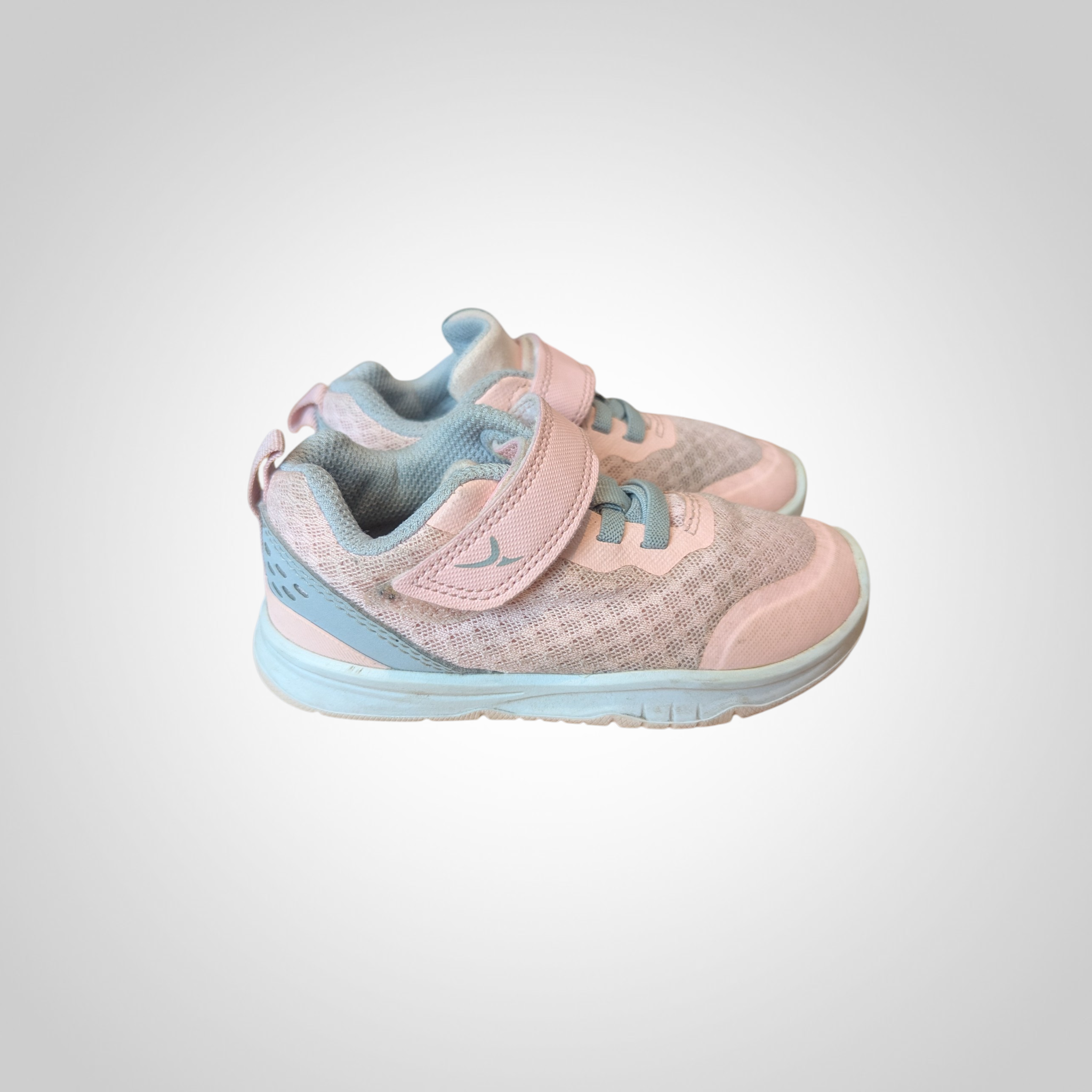 Baskets fille rose gris fermeture scratch et lacets élastiques pointure 25