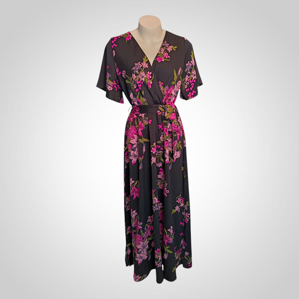 Robe Shein Taille L Noire et Rose Fleurie