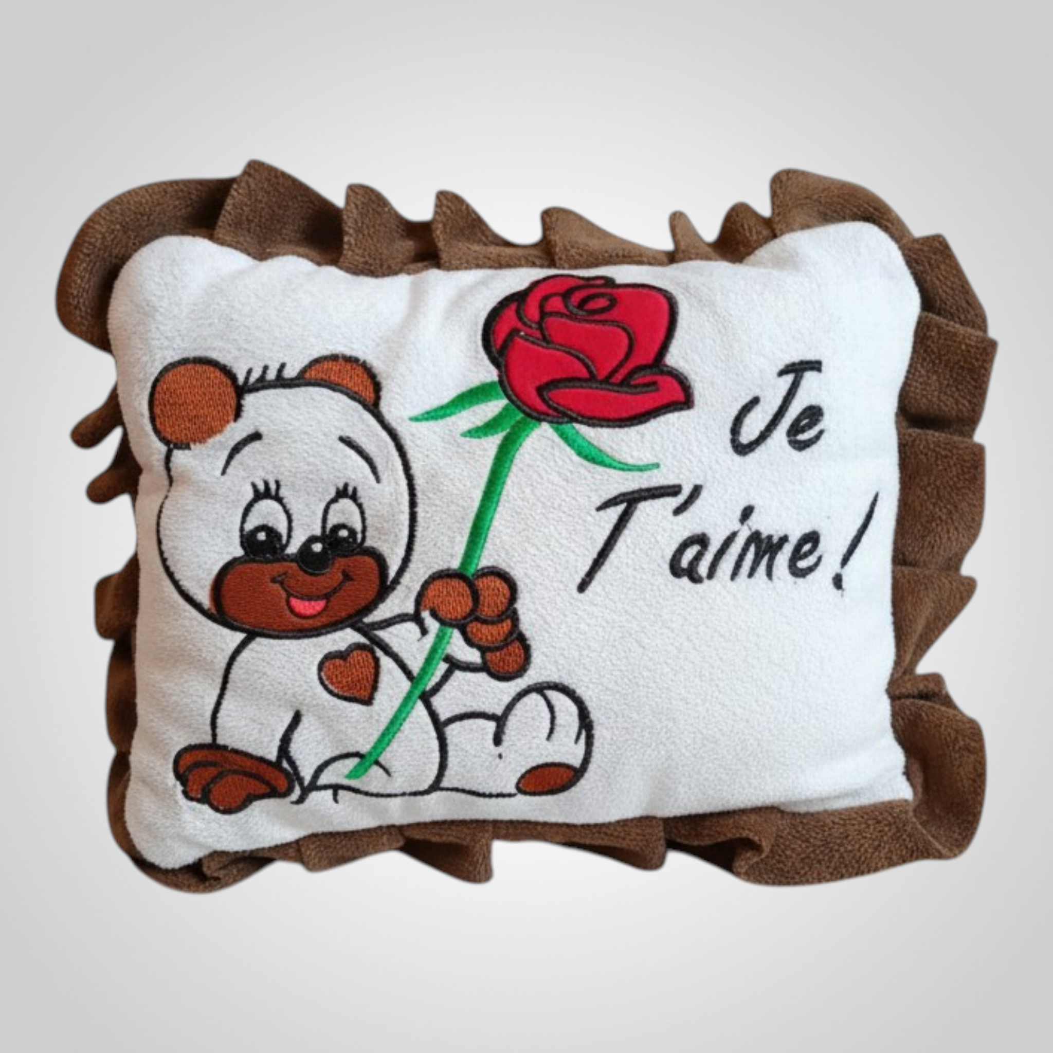 Petit coussin décoratif ourson rose rouge chambre enfant déco douce romantique 25x18 cm