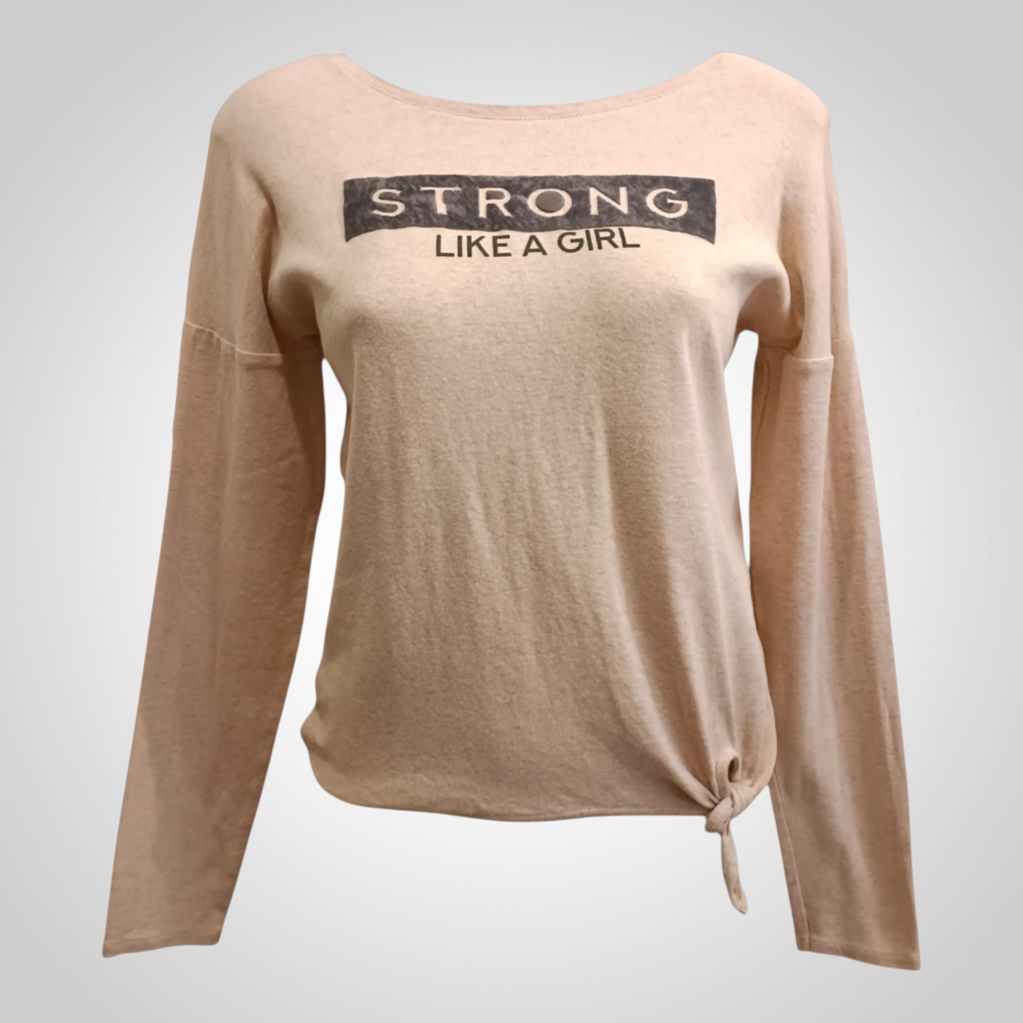 Pull Kiabi Taille XS Beige “Strong Like a Girl” Casual