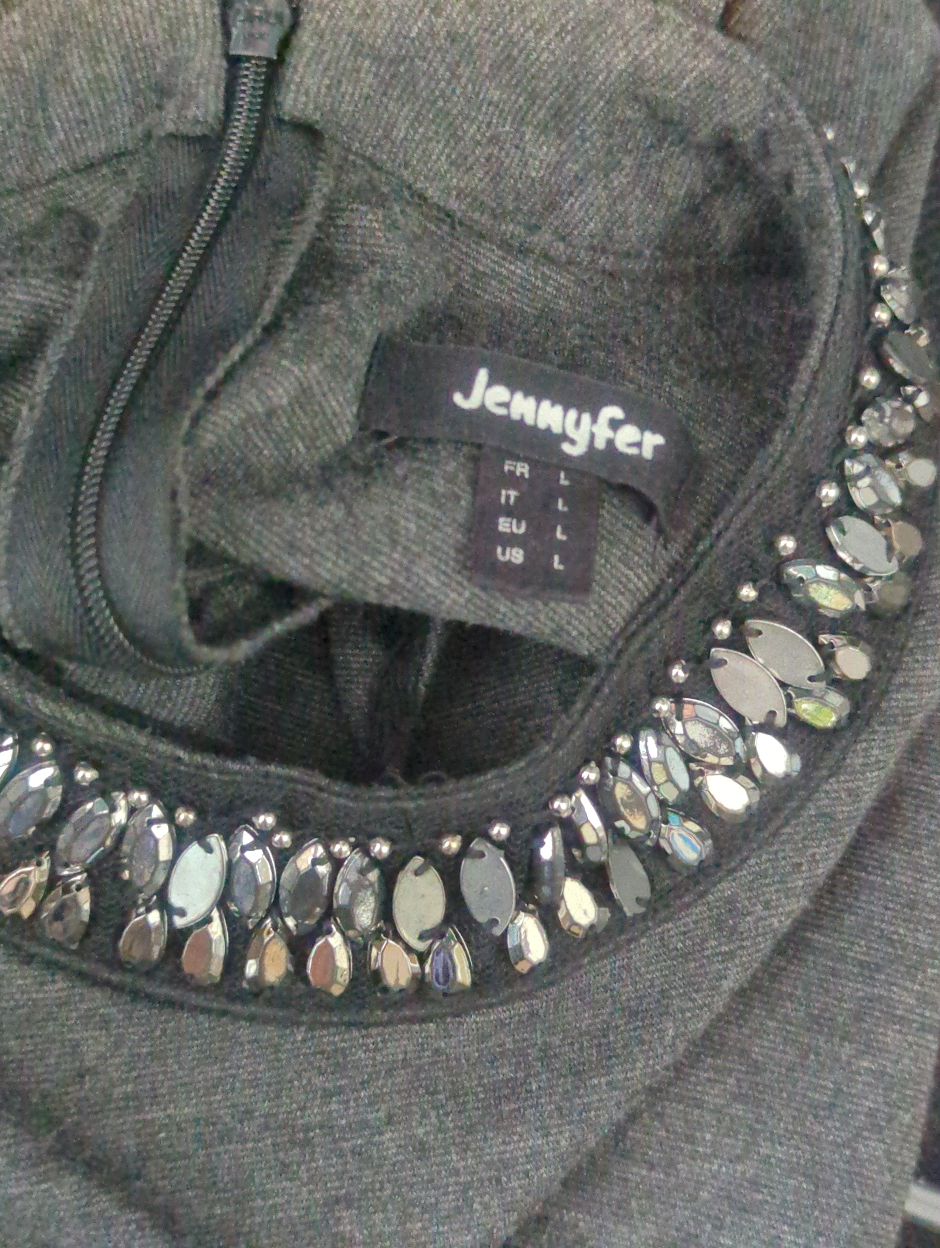 Robe Jennyfer Taille L Grise Fermeture Dos Pierres Chic