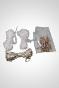 Lot décorations 2 rubans blancs + 1 ruban blanc doré + 15 mini pinces bois
