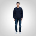 Pull Fin Col Châle Zara Man Taille M Bleu Marine