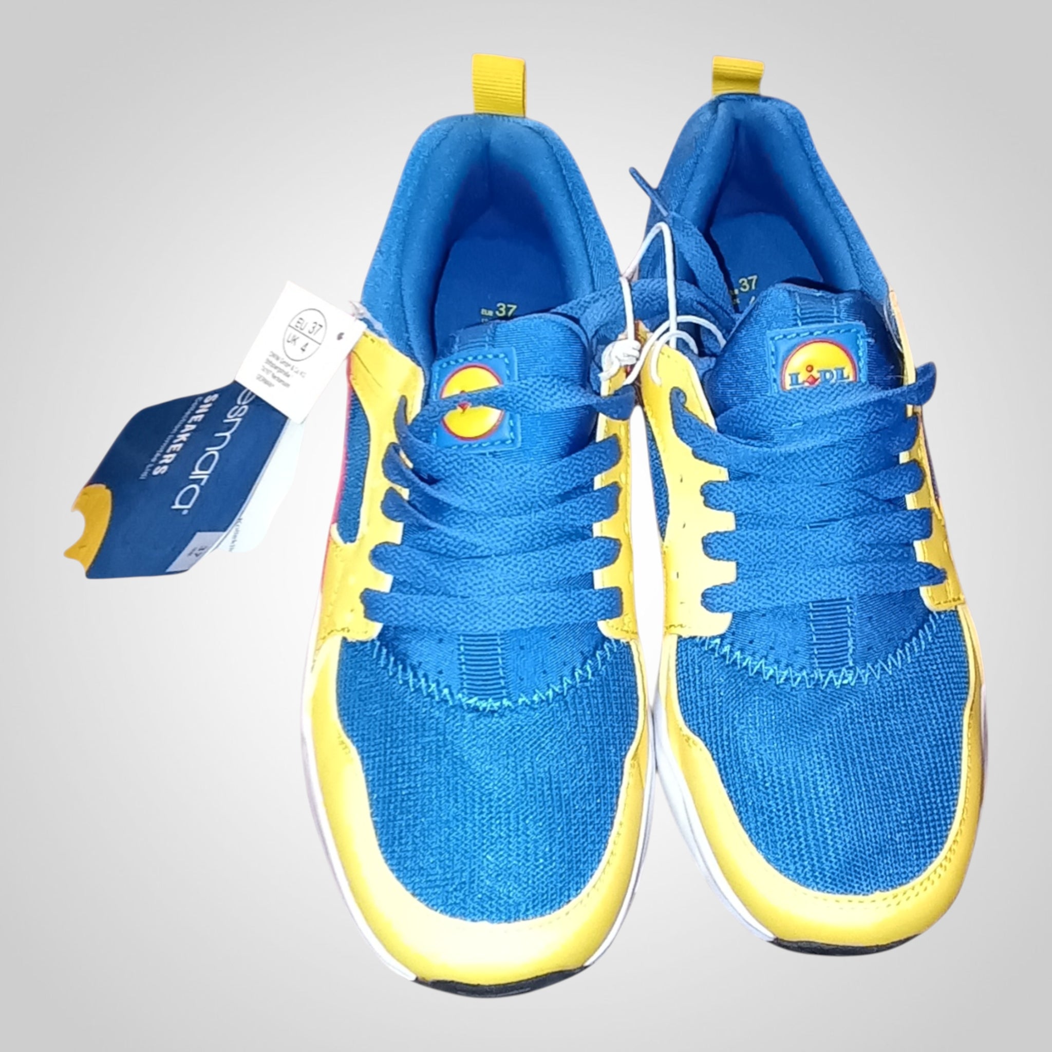 Sneakers Lidl Esmara Pointure 37 bleu jaune rouge lacets collection limitée