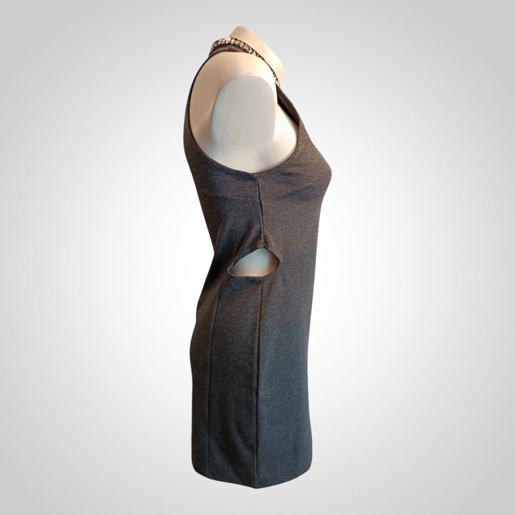 Robe Jennyfer Taille L Grise Fermeture Dos Pierres Chic