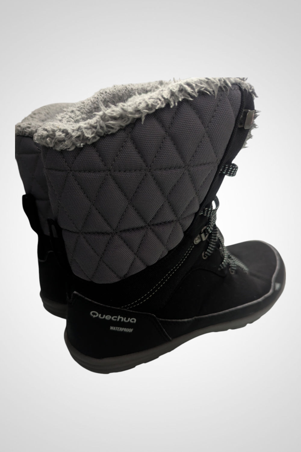 Bottes de neige Quechua waterproof noir gris pointure 42 30cm lacets fourrées