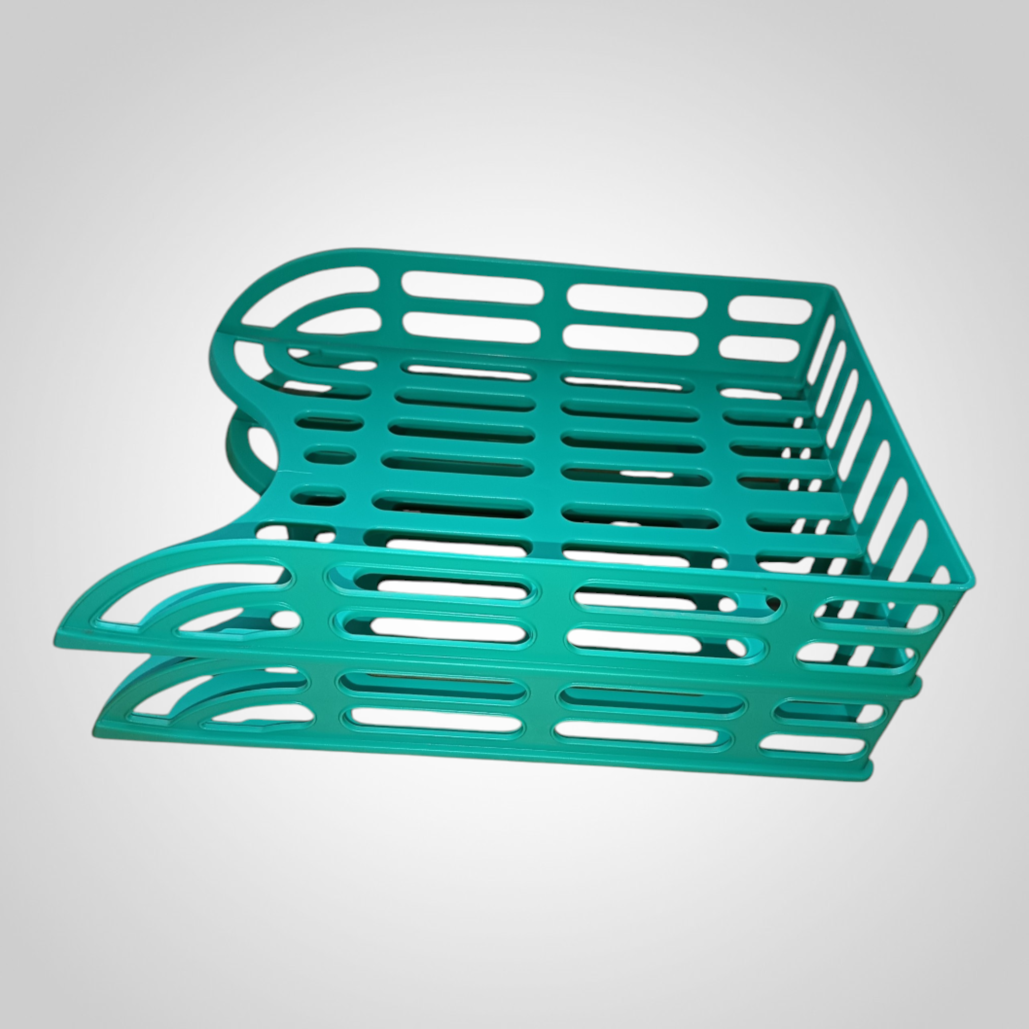 Organisateur de bureau plastique vert 2 niveaux empilables rangement papiers dossiers courrier