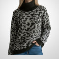 Pull Camaïeu Taille L Col Roulé Léopard Noir Argenté