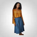 Blouse femme Camaïeu jaune safran fluide avec manches larges taille L