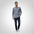 Chemise homme Kiabi manches longues col mao bleu clair taille M