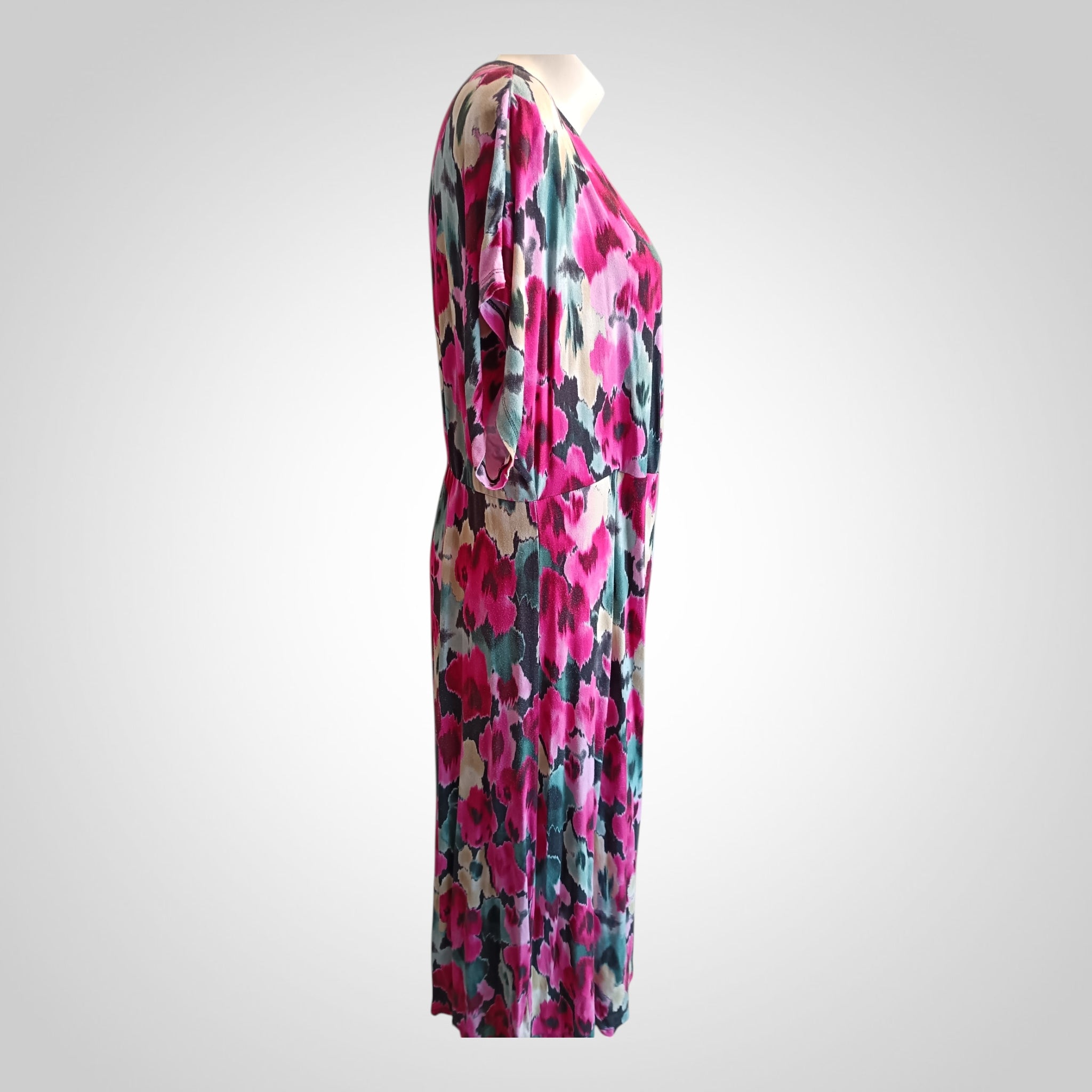 Robe MS Mode Taille L Portefeuille Rose Imprimé Fluide