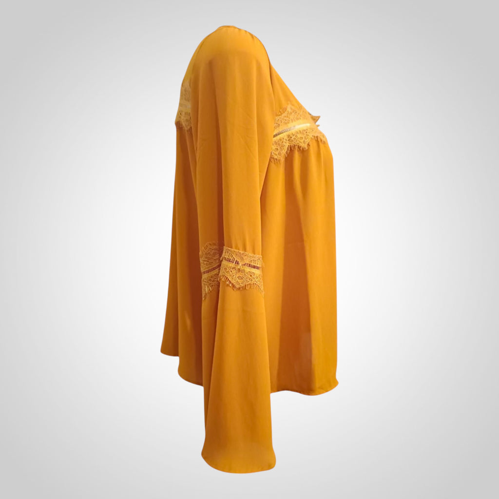 Blouse femme Camaïeu jaune safran fluide avec manches larges taille L