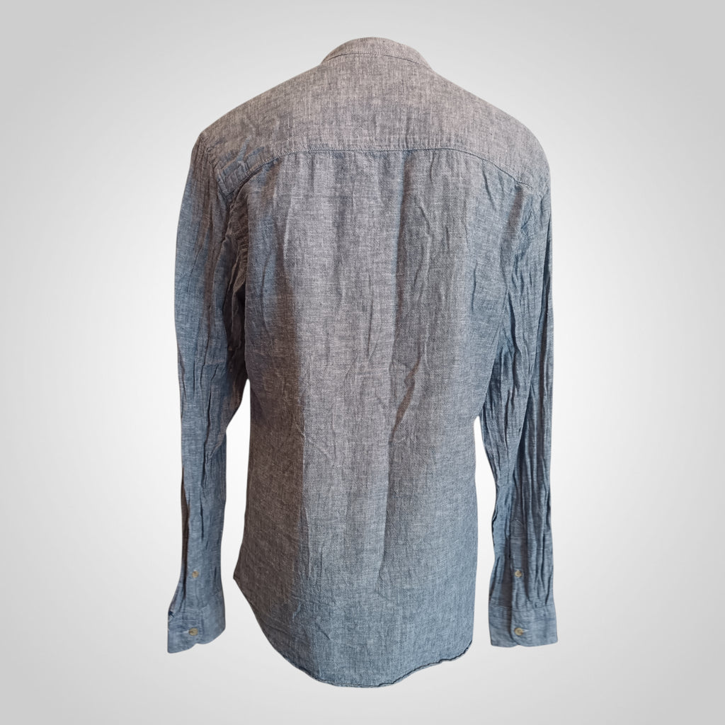 Chemise homme Kiabi manches longues col mao bleu clair taille M