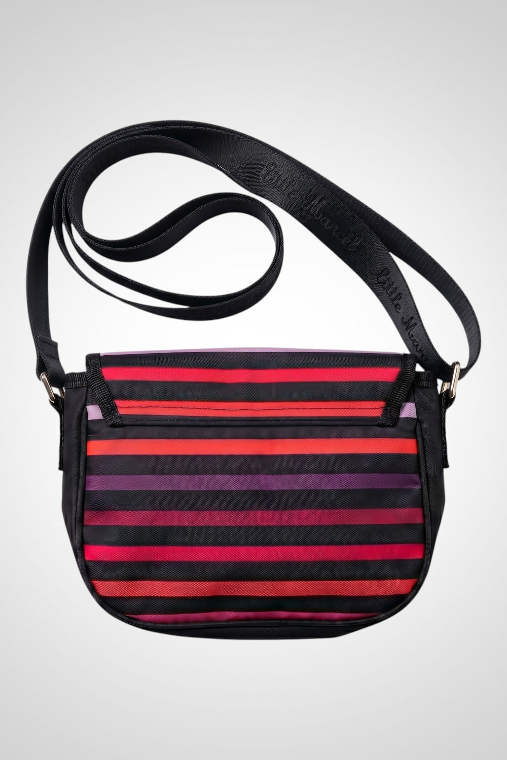 Petit sac bandoulière Little Marcel noir rayures multicolores