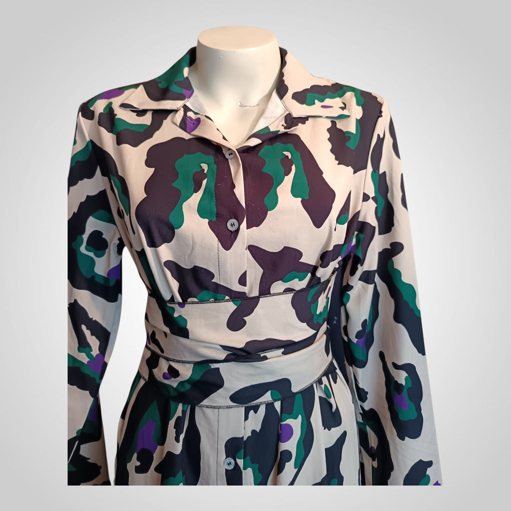 Robe Chemise Shein Taille L Ceinturée Imprimée Fluide