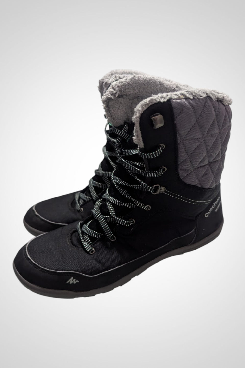 Bottes de neige Quechua waterproof noir gris pointure 42 30cm lacets fourrées