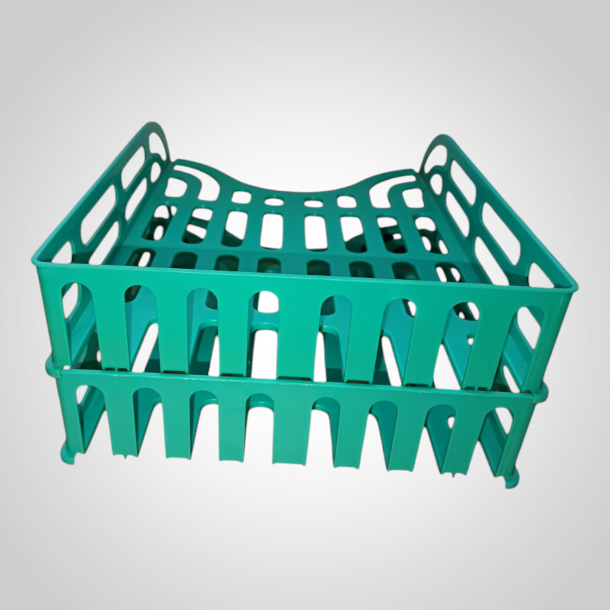 Organisateur de bureau plastique vert 2 niveaux empilables rangement papiers dossiers courrier