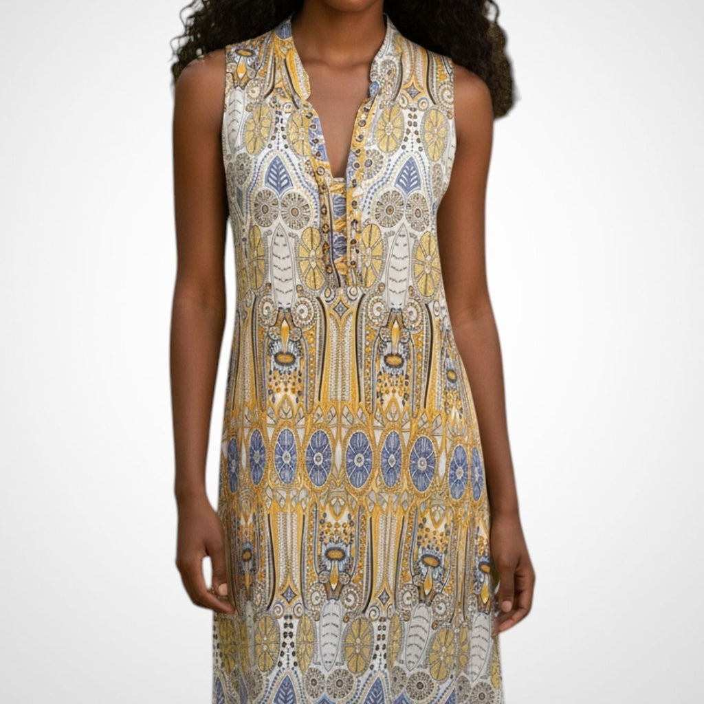 Robe In Vogue Taille L Jaune Imprimée Fluide Été